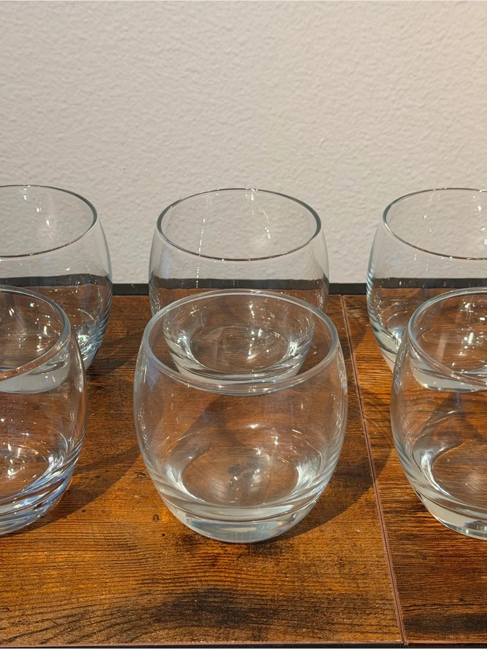 Clear Stemless Wine Glasses - Set of 6